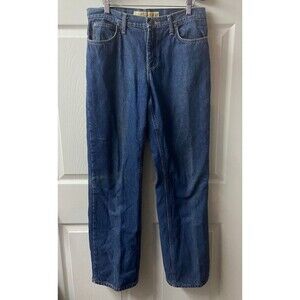 Cabelas Casuals Flannel Lined Jeans womens 10R Blue Straight Leg Outdoors Warm